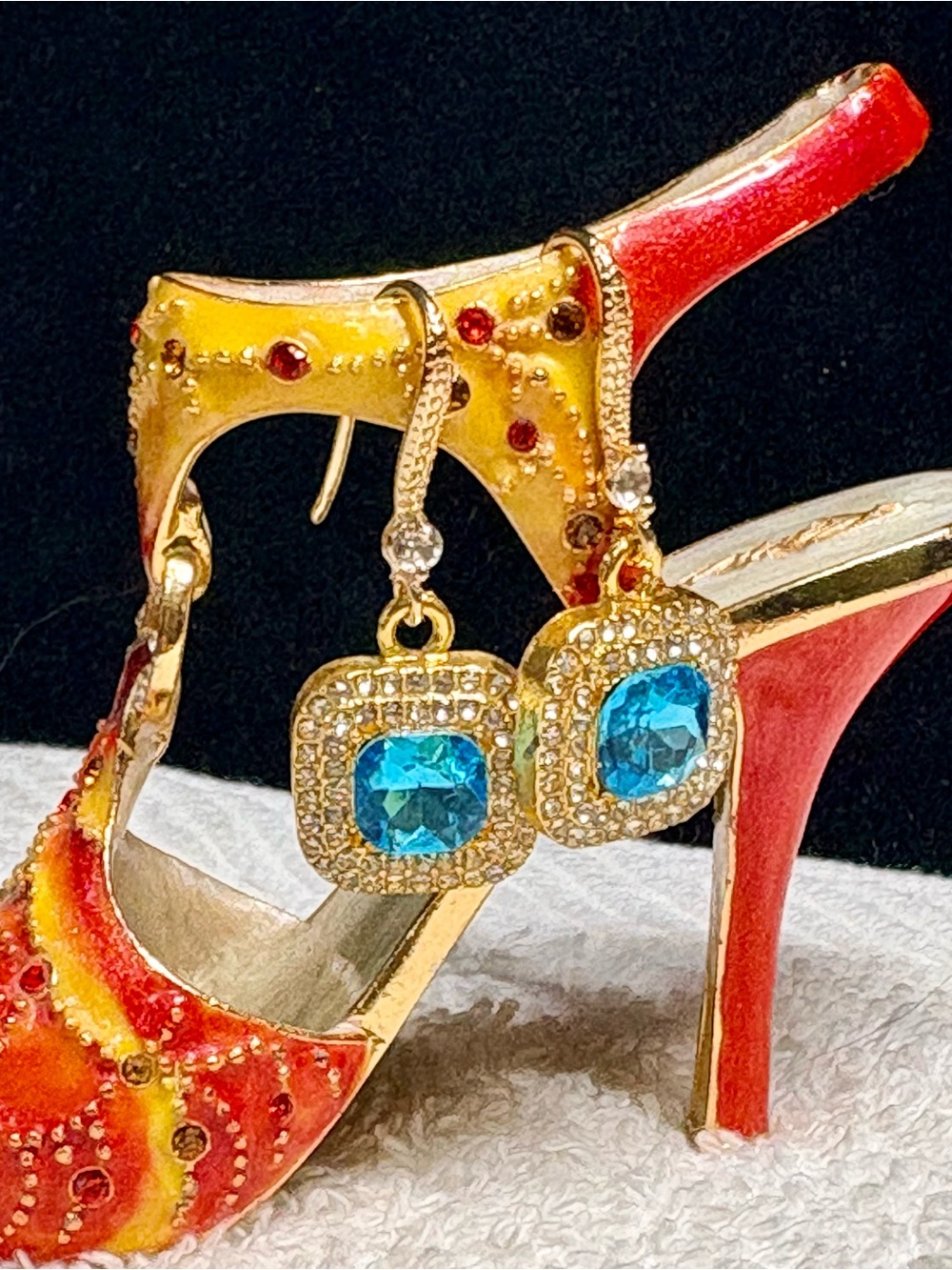 Fashion Jewelry Gold-Tone Earrings with Blue Stones